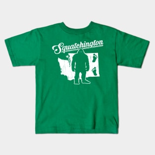 Squatchington (white print) Kids T-Shirt